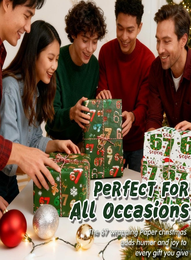 Treayes 67 Christmas Wrapping Paper, 30x36inch 67 Meme Christmas Gift Wrap,2025 Funny 6 7 Holiday Gift Wrap for Xmas,Holiday, Birthday, Year-Round DIY Crafts - Image 3